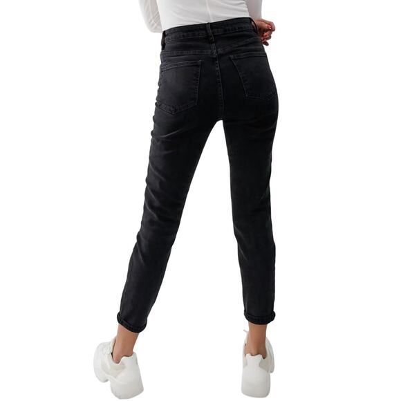 ASOS DESIGN Women's Farleigh Slim Mom Jeans 34x30 Washed Black High Rise NWOT - Picture 2 of 11
